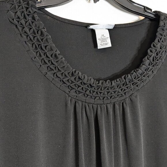 MAGGIE BARNES FOR CATHERINES Black Knit Short Sleeve Blouse Top; Size 1X - Picture 3 of 6